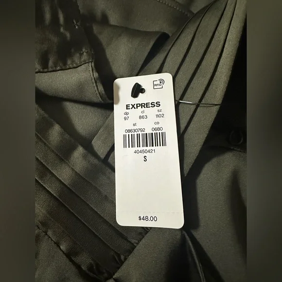 Express Olive Green Satin Crosscross Halter Top. NWT. - Picture 5 of 5